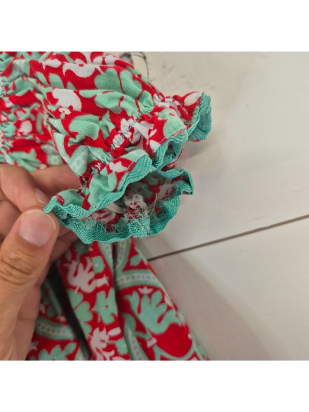 Banana Split Red & Mint Smocked Baby Dress 9M Red & Mint Christmas/holiday - Picture 3 of 6
